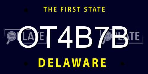 OT4B7B Delaware License Plate