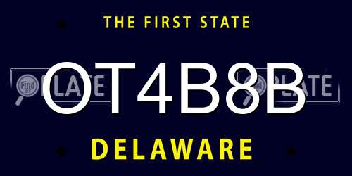 OT4B8B Delaware License Plate