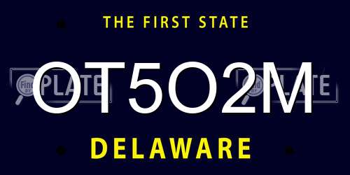 OT5O2M Delaware License Plate