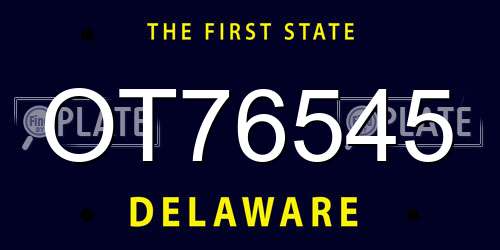 OT76545 Delaware License Plate