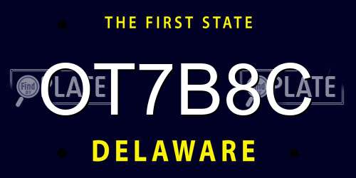 OT7B8C Delaware License Plate