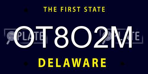 OT8O2M Delaware License Plate