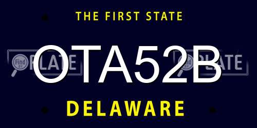 OTA52B Delaware License Plate