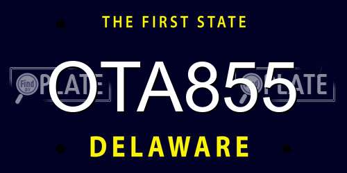 OTA855 Delaware License Plate