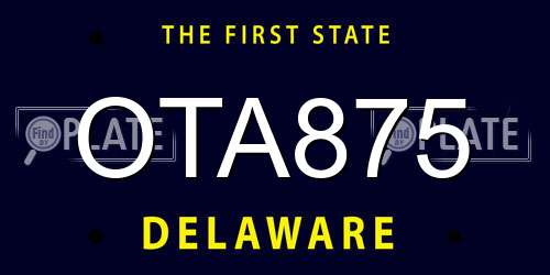 OTA875 Delaware License Plate