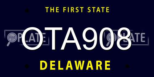 OTA908 Delaware License Plate