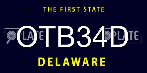OTB34D Delaware License Plate