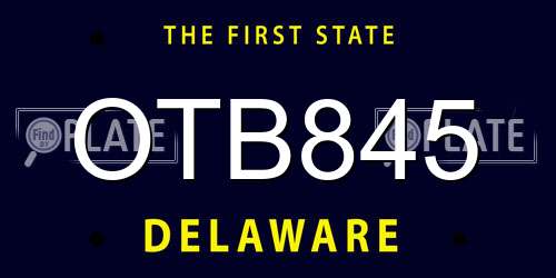 OTB845 Delaware License Plate