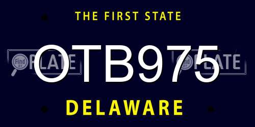 OTB975 Delaware License Plate