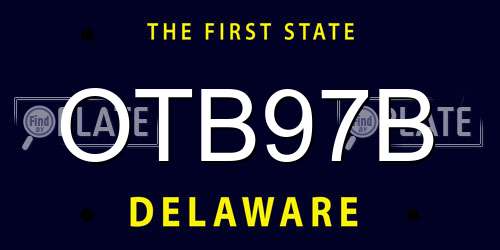 OTB97B Delaware License Plate