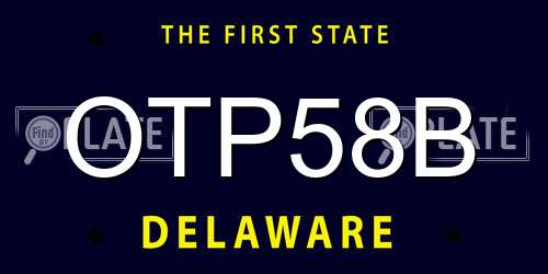 OTP58B Delaware License Plate