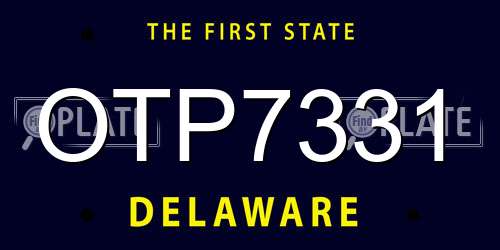 OTP7331 Delaware License Plate