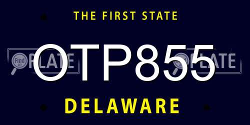 OTP855 Delaware License Plate