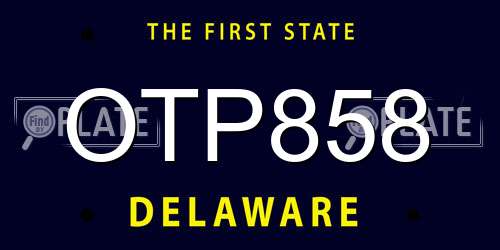 OTP858 Delaware License Plate
