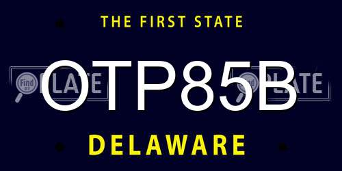 OTP85B Delaware License Plate