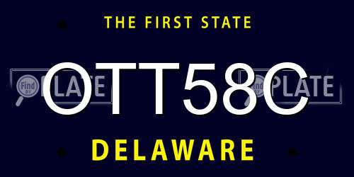 OTT58C Delaware License Plate