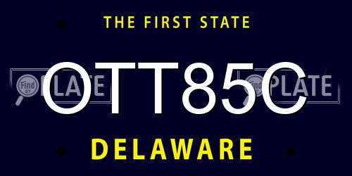OTT85C Delaware License Plate