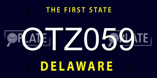 OTZ059 Delaware License Plate