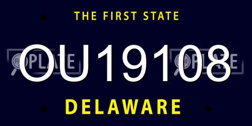 OU19108 Delaware License Plate