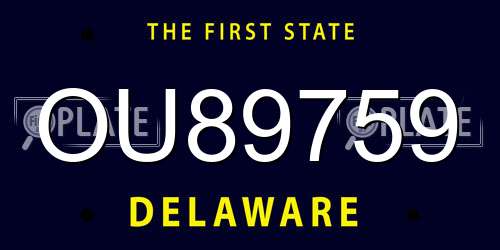 OU89759 Delaware License Plate