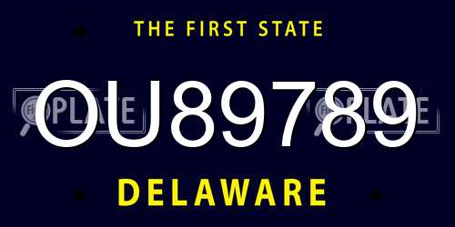 OU89789 Delaware License Plate