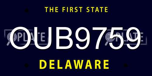 OUB9759 Delaware License Plate