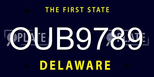 OUB9789 Delaware License Plate