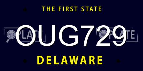 OUG729 Delaware License Plate