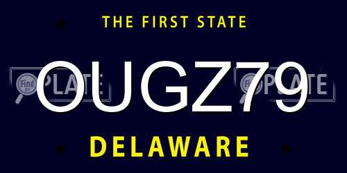 OUGZ79 Delaware License Plate