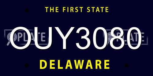 OUY3080 Delaware License Plate