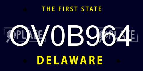 OV0B964 Delaware License Plate