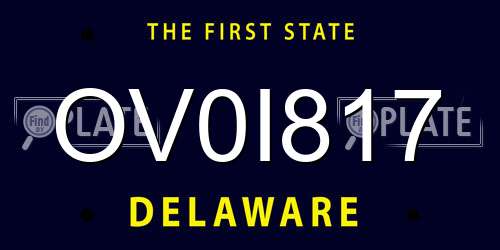 OV0I817 Delaware License Plate