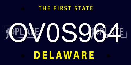 OV0S964 Delaware License Plate