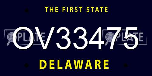 OV33475 Delaware License Plate