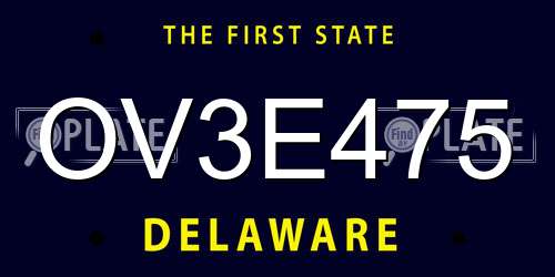 OV3E475 Delaware License Plate