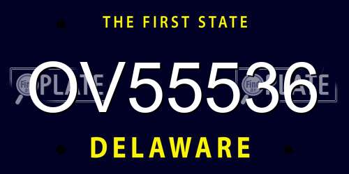 OV55536 Delaware License Plate
