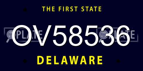 OV58536 Delaware License Plate