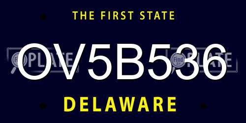 OV5B536 Delaware License Plate