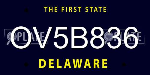 OV5B836 Delaware License Plate