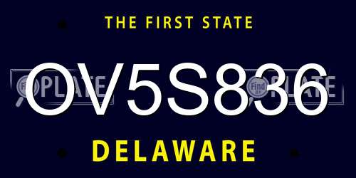 OV5S836 Delaware License Plate