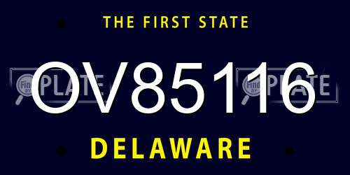 OV85116 Delaware License Plate
