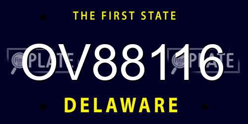 OV88116 Delaware License Plate