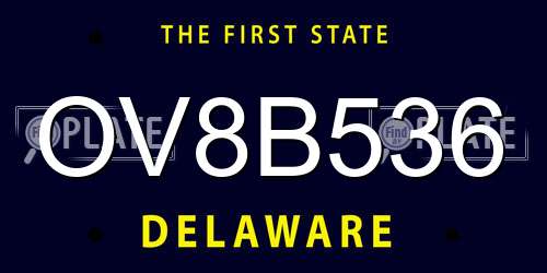 OV8B536 Delaware License Plate