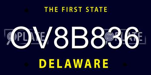 OV8B836 Delaware License Plate