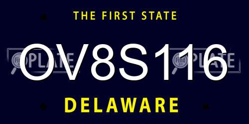 OV8S116 Delaware License Plate