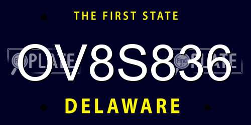 OV8S836 Delaware License Plate