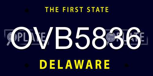 OVB5836 Delaware License Plate