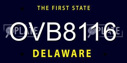 OVB8116 Delaware License Plate