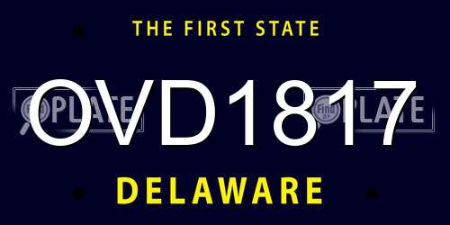 OVD1817 Delaware License Plate