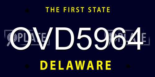 OVD5964 Delaware License Plate
